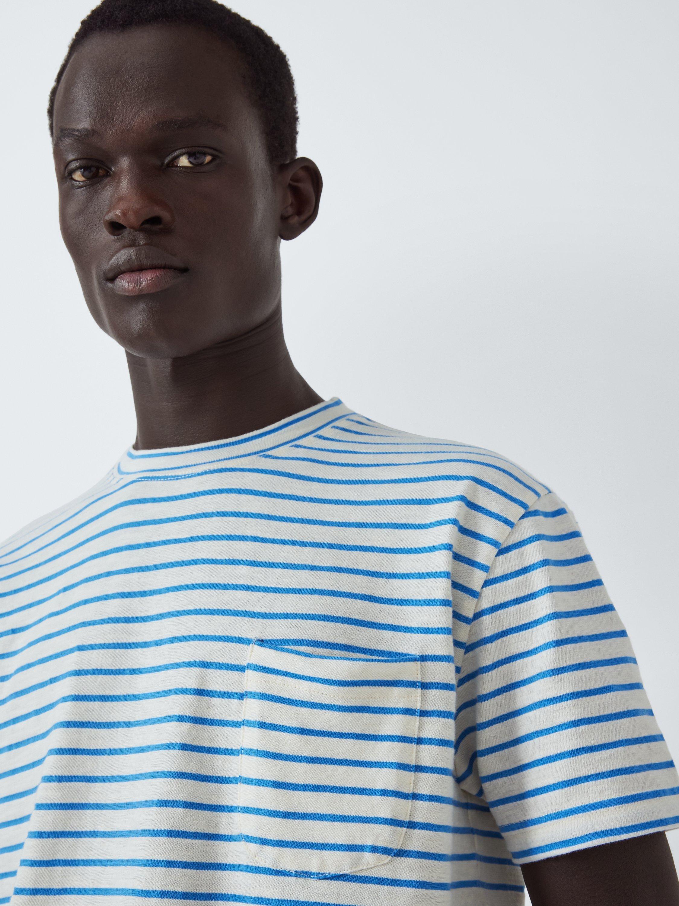 Product image 5 of 6, which shows La Paz Guerreiro Stripe T-Shirt, Azure Stripes, M