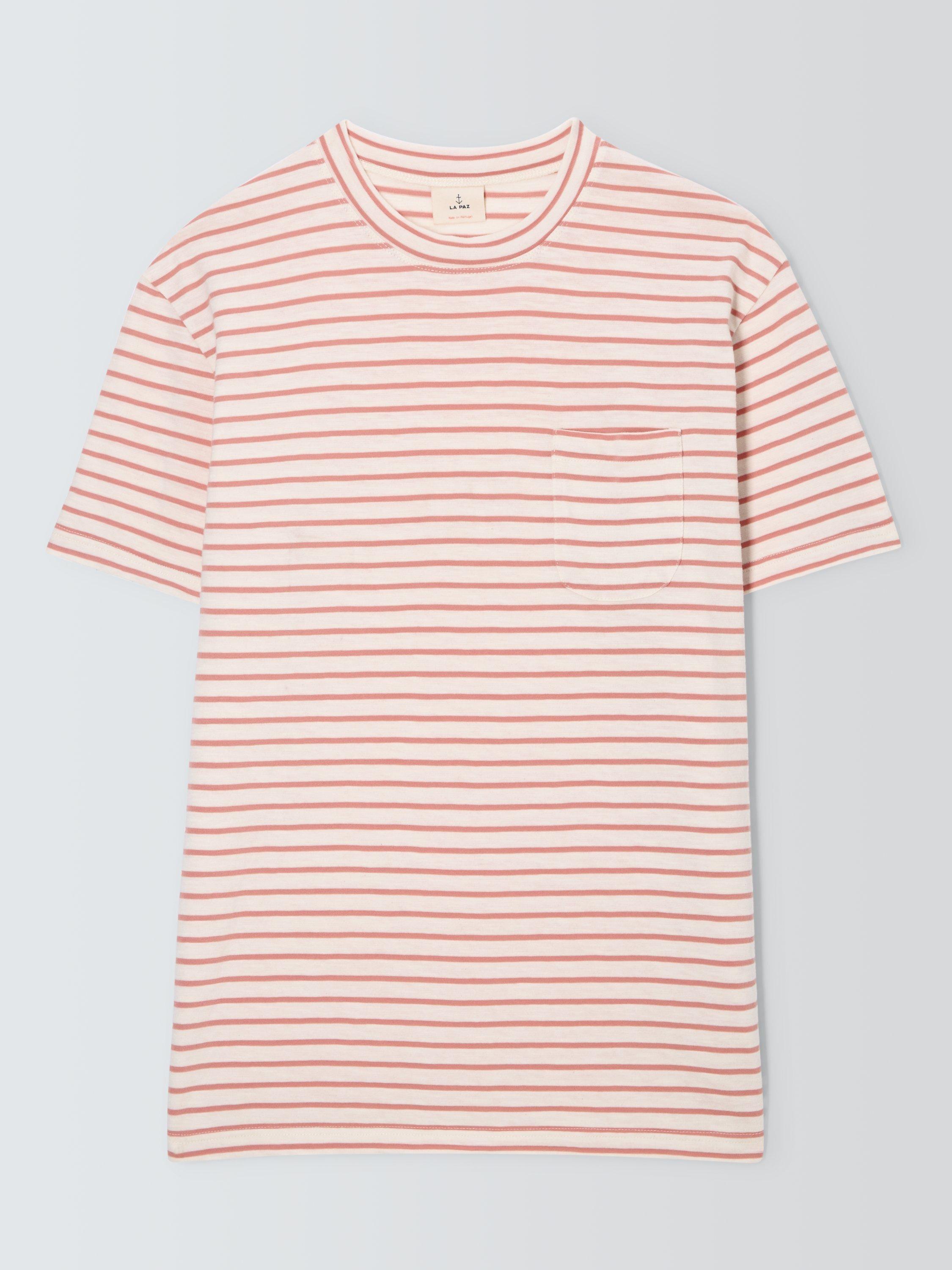 Product image 4 of 7, which shows La Paz Guerreiro Stripe T-Shirt, Clay Stripes, S