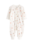 Lindex Baby Bear Print Sleepsuit, Dusty White