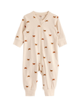 Lindex Baby Organic Cotton Fox Print Sleepsuit, Light Beige