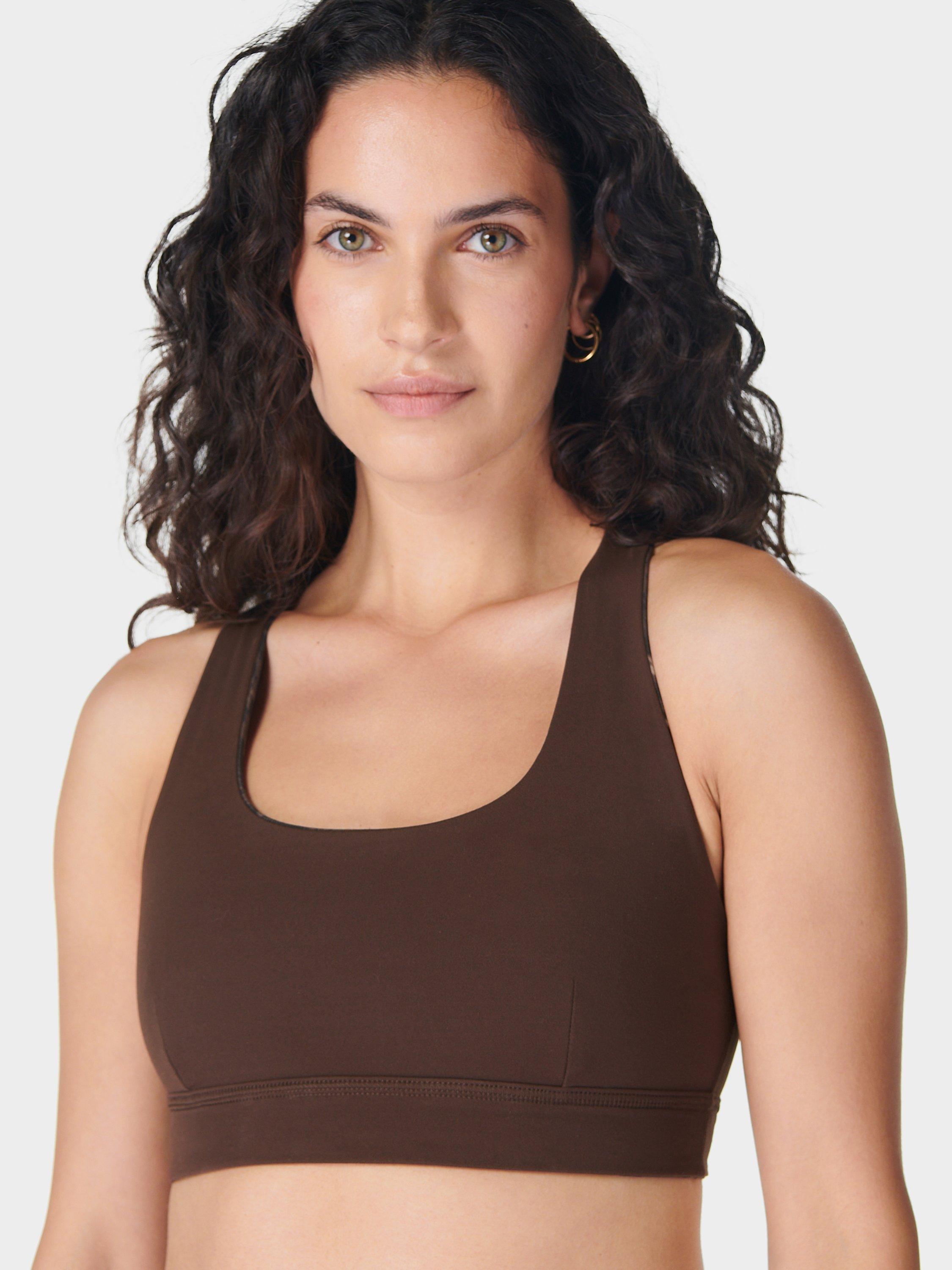 Product image 6 of 6, which shows Sweaty Betty Super Soft Reversible Yoga Sports Bra, Brown Python Print, XXL