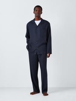John Lewis Lyocell Plain Pyjama Set, Blue Navy, Blue Navy