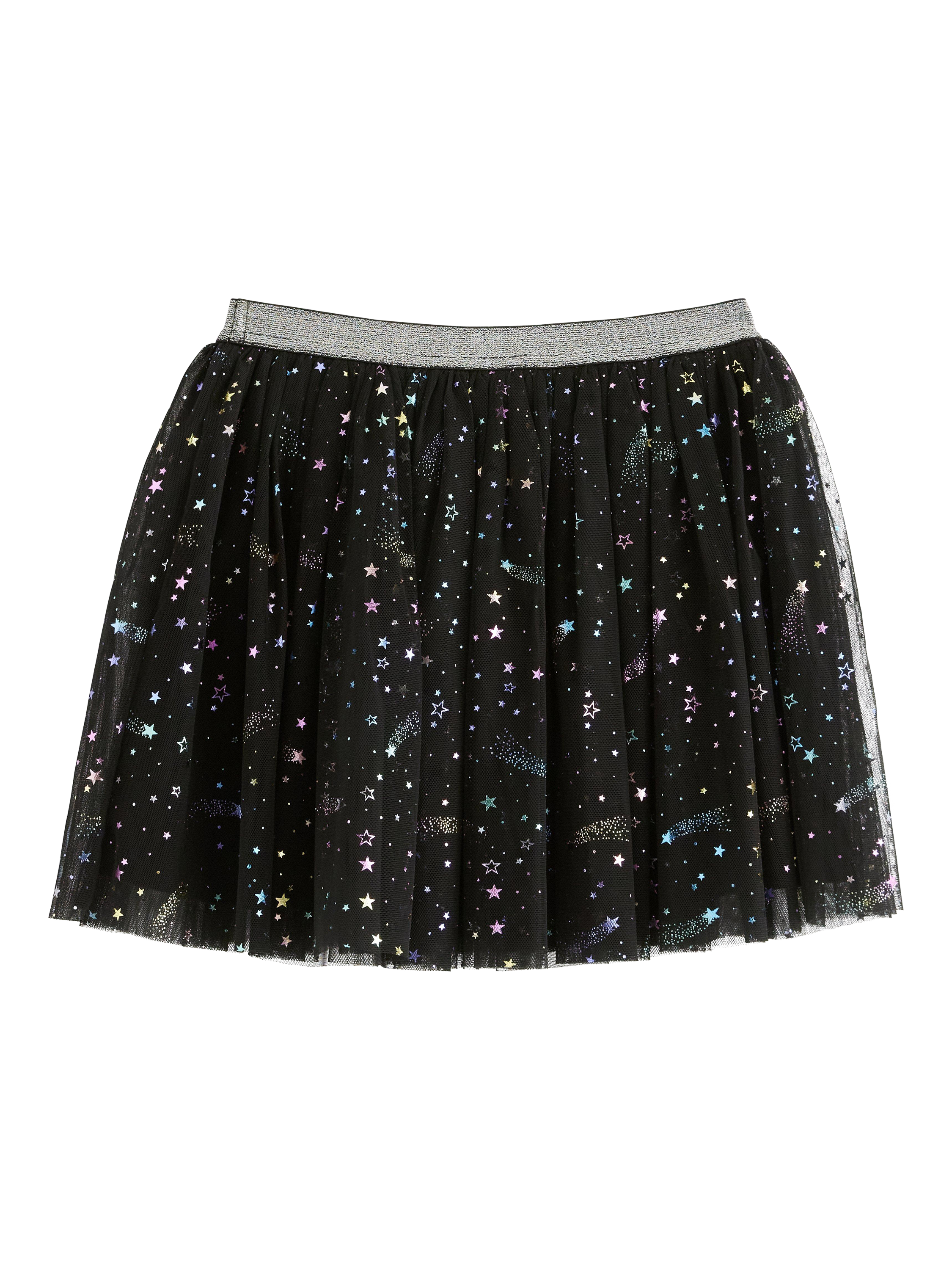 Product image 2 of 3, which shows Lindex Kids' Rainbow Stars Skirt, Black, 2-4 years