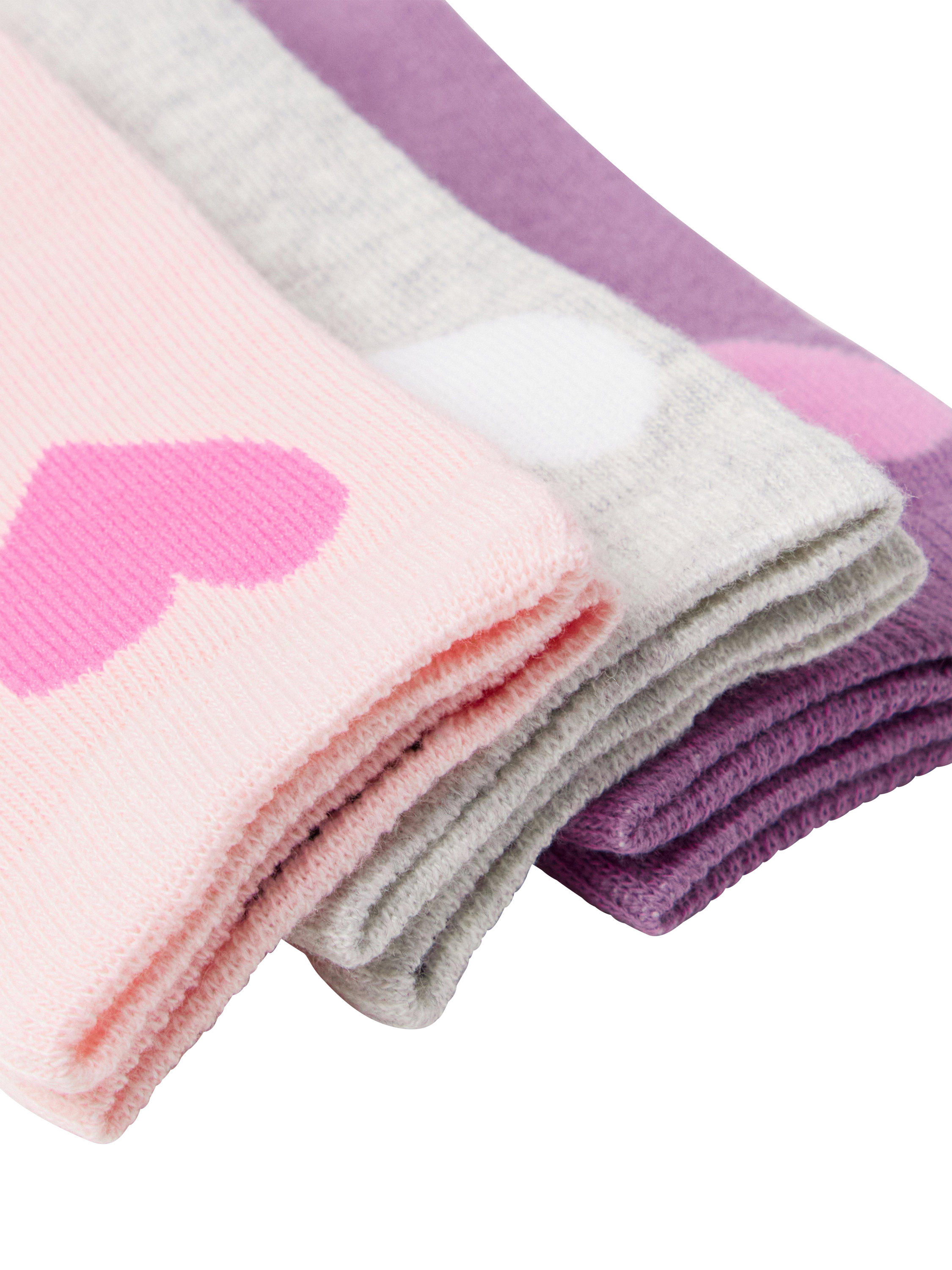 Product image 3 of 3, which shows Lindex Kids' Heart Socks, Pack of 3, Pink/Grey/Purple, 12-24 months