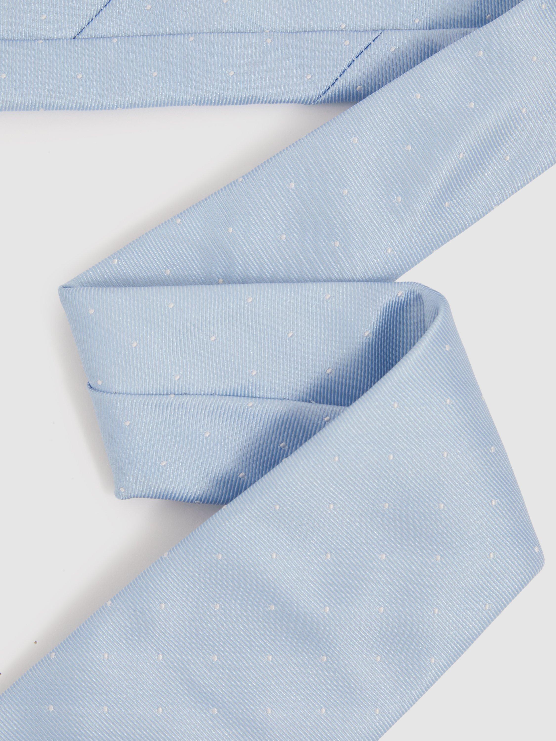 Product image 4 of 5, which shows Reiss Liam Silk Blend Textured Tie, Light Blue, One Size