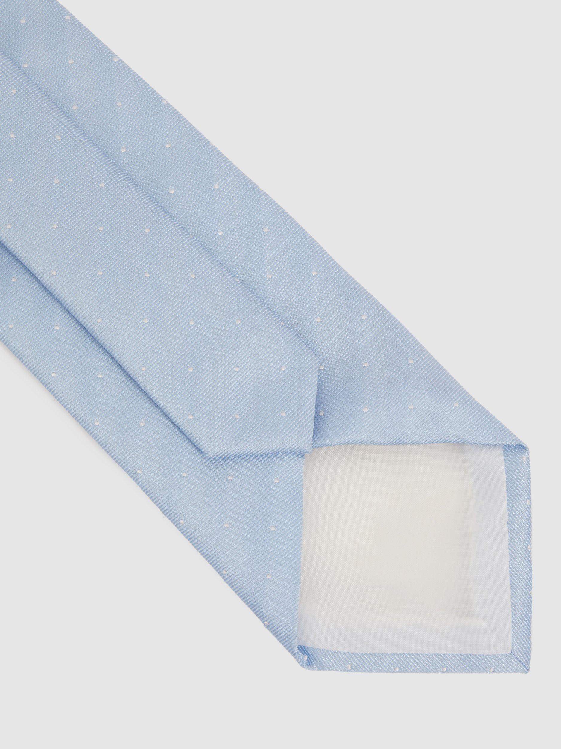 Product image 5 of 5, which shows Reiss Liam Silk Blend Textured Tie, Light Blue, One Size