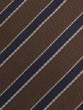 Reiss Aruttas Silk Wool Blend Stripe Tie, Tobacco/Navy