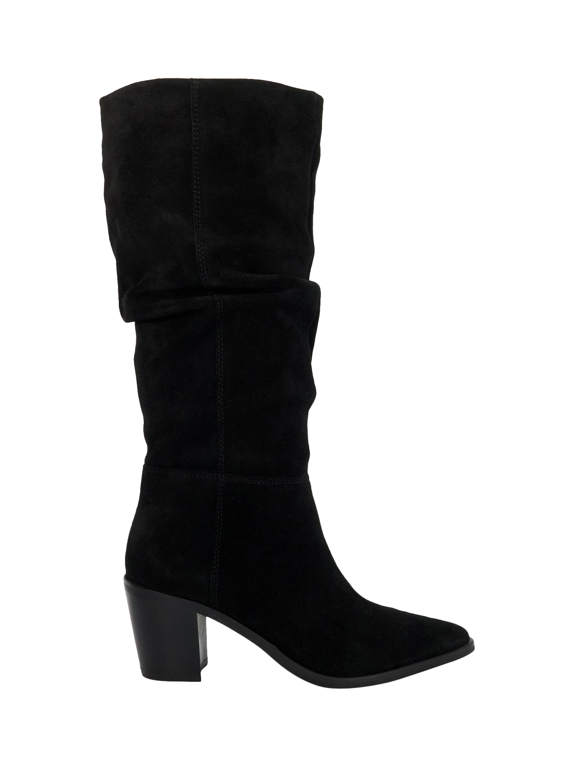 Dune Troubles Suede Heeled Foldover Boots Black