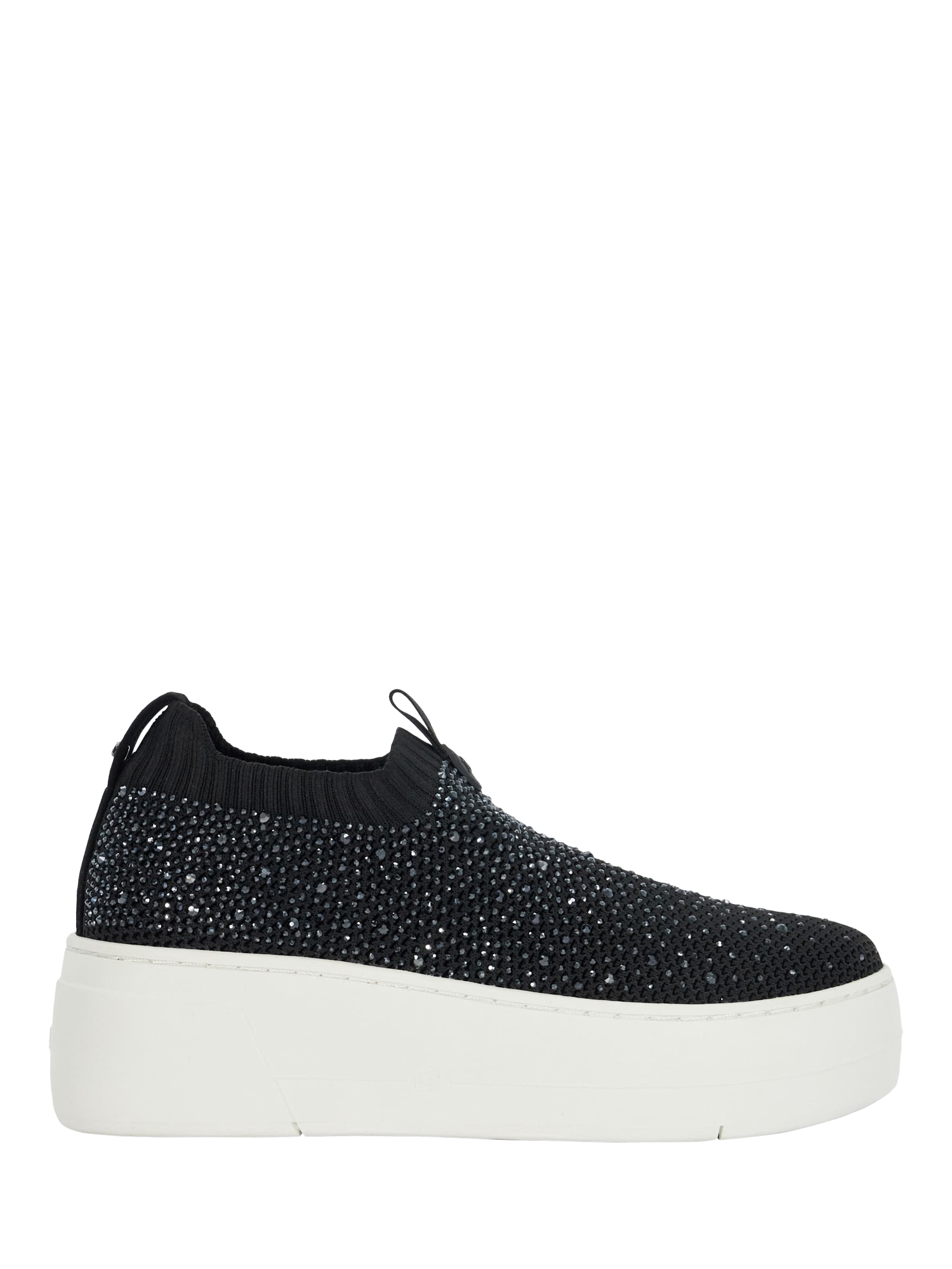 Product image 1 of 6, which shows Dune Elements Embellished Flatform Sock Trainers, Black, EU36