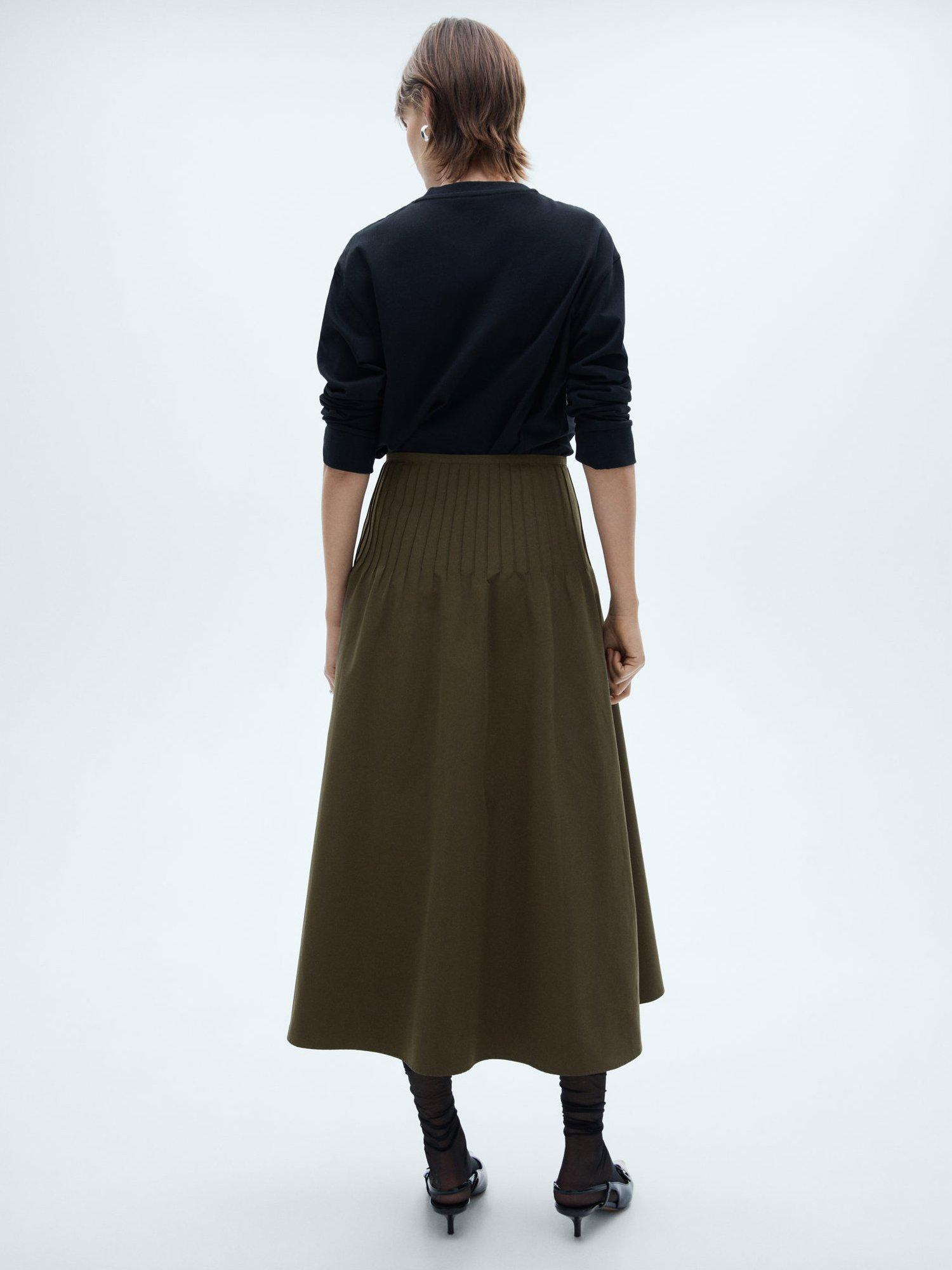 Product image 4 of 6, which shows Mango Jara Midi Skirt, Khaki, M