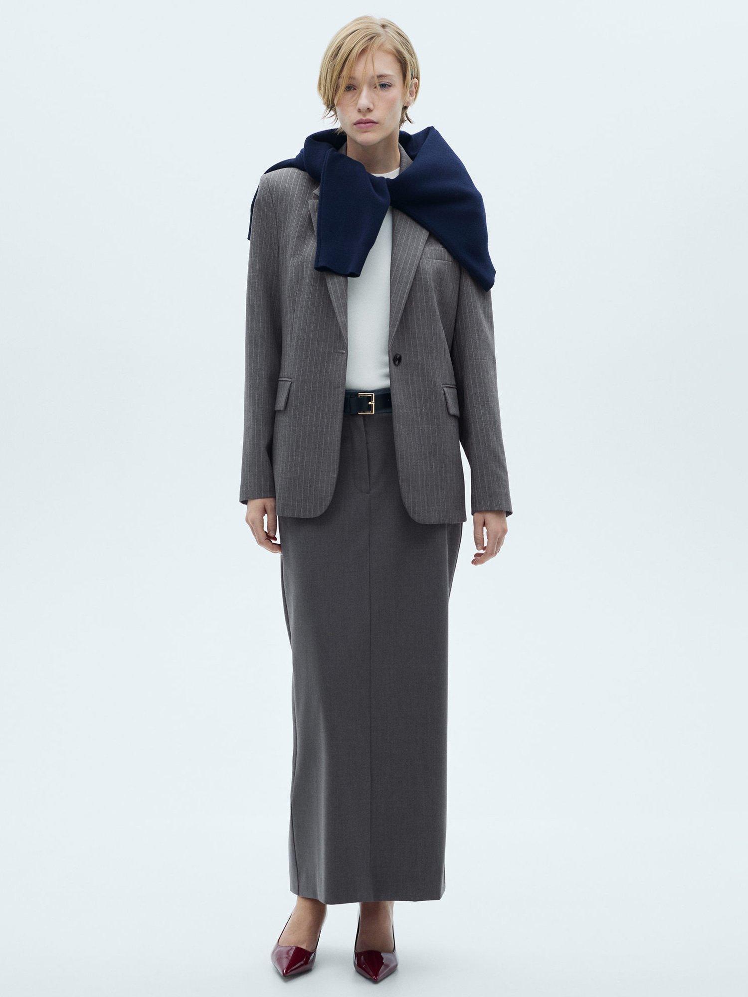 Mango Zoey Maxi Skirt, Grey