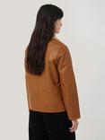 Jigsaw Crop Leather Jacket, Ginger