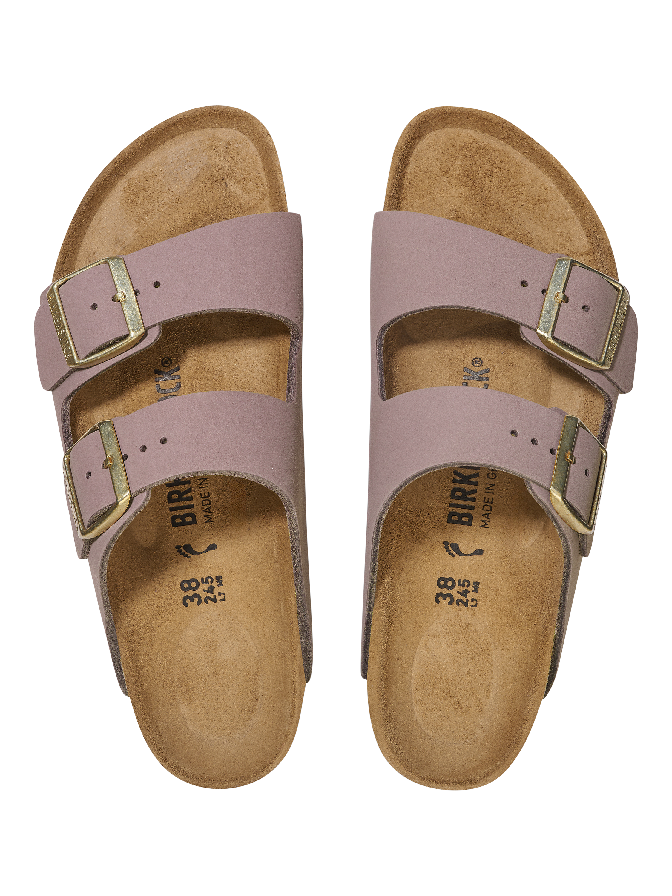 Product image 1 of 3, which shows Birkenstock Arizona Nubuck Double Strap Sandals, Purple, EU36