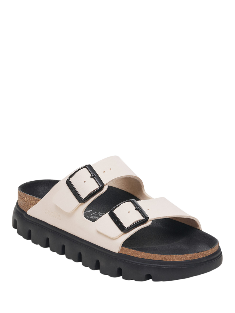 Product image 2 of 3, which shows Birkenstock Arizona Papillio Birko-Flor Sandals, Eggshell/ Black, EU36