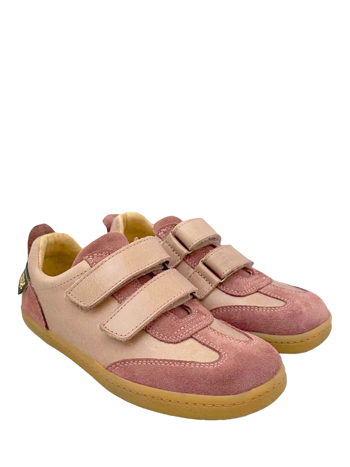 Product image 2 of 3, which shows Young Soles Kids' Pele Leather Riptape Trainers, Rose, 4 Jnr