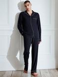 Chelsea Peers Modal Long Button Up Pyjama Set, Navy