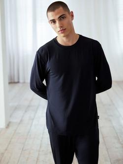 Chelsea Peers Modal Long Crew Neck Pyjama Set, Navy - view 2, Navy