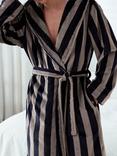 Chelsea Peers Stripe Dressing Gown, Navy/Grey