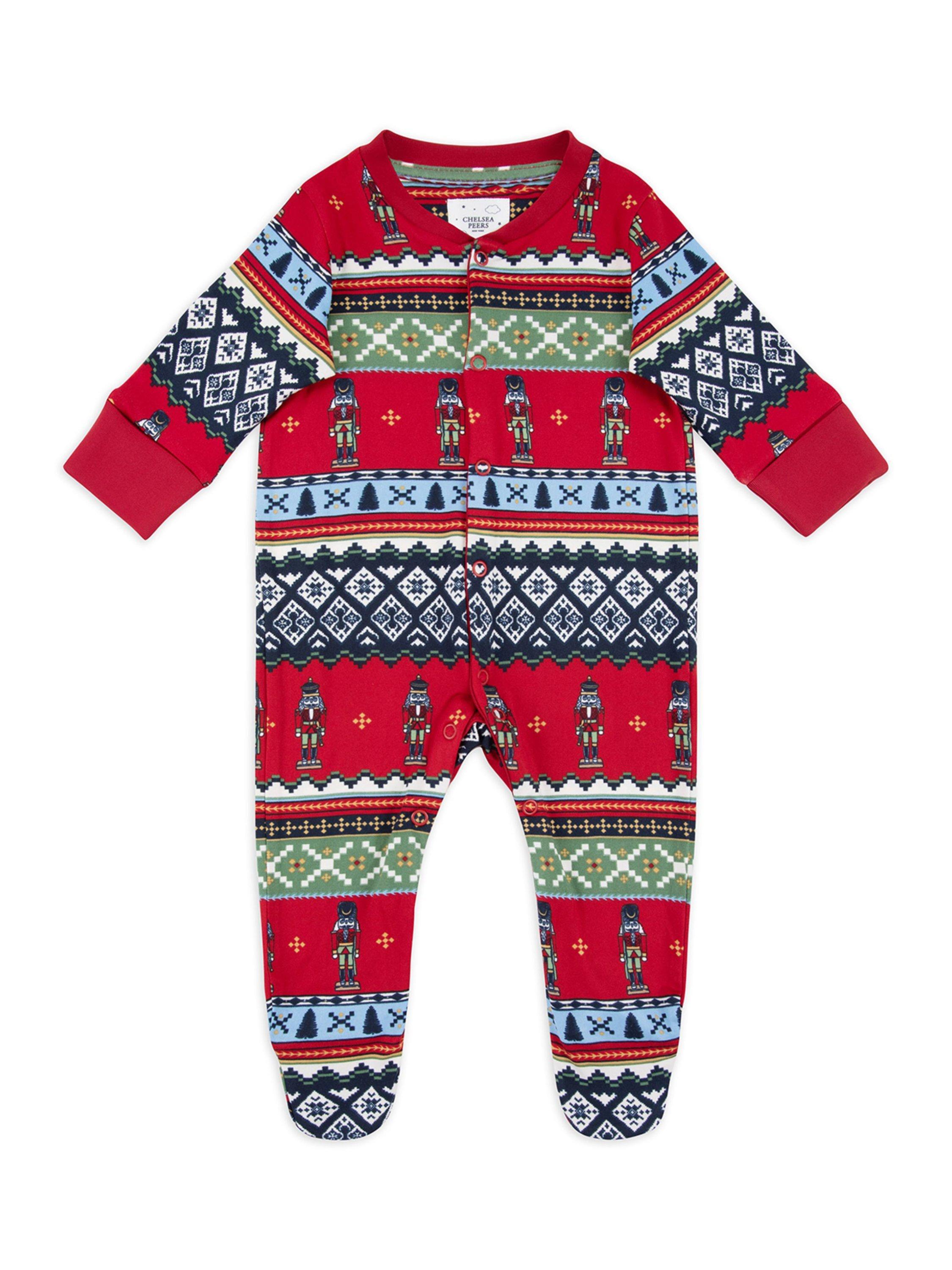 Chelsea Peers Baby Fair Isle Sleepsuit, Red