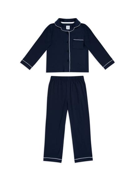 Chelsea Peers Kids' Modal Button Up Pyjama Set, Navy, Navy