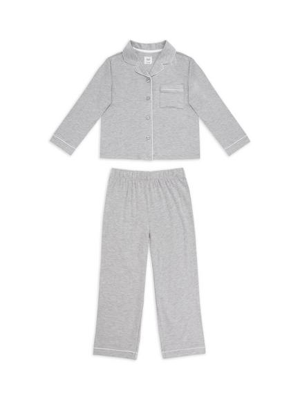 Chelsea Peers Kids' Long Sleeved Piped Pyjama Set, Grey, Grey