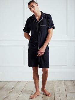 Chelsea Peers Modal Short Sleeve Button Up Pyjama Set, Navy, Navy