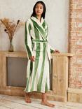 Chelsea Peers Stripe Dressing Gown, Khaki/Ecru