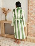 Chelsea Peers Stripe Dressing Gown, Khaki/Ecru