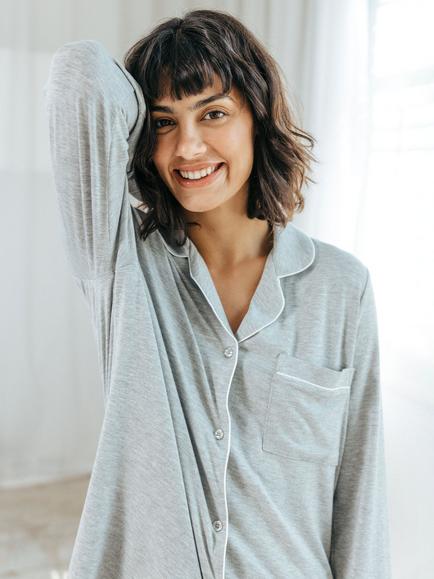 Chelsea Peers Modal Blend Pyjama Set, Grey - view 2, Grey