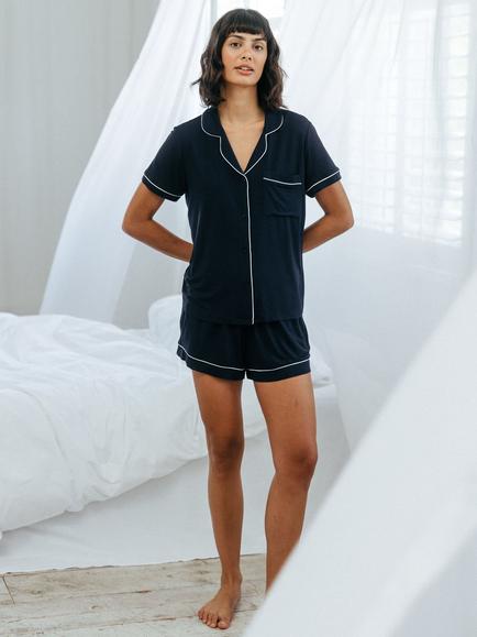 Chelsea Peers Modal Blend Short Pyjama Set, Navy