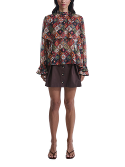 James Lakeland Birds Eye Ruffle Blouse, Multicolour, Mutlicolour