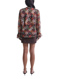 James Lakeland Birds Eye Ruffle Blouse, Multicolour - view 2, Mutlicolour