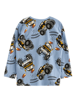 Lindex Kids' Truck Print Top, Dusty Blue - view 2, Dusty Blue
