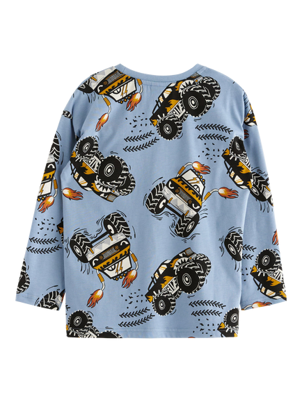 Lindex Kids' Truck Print Top, Dusty Blue - view 2, Dusty Blue