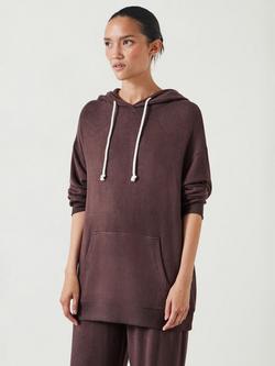 HUSH Elle Supersoft Longline Hoodie containing LENZING™ ECOVERO™ Viscose, Brown