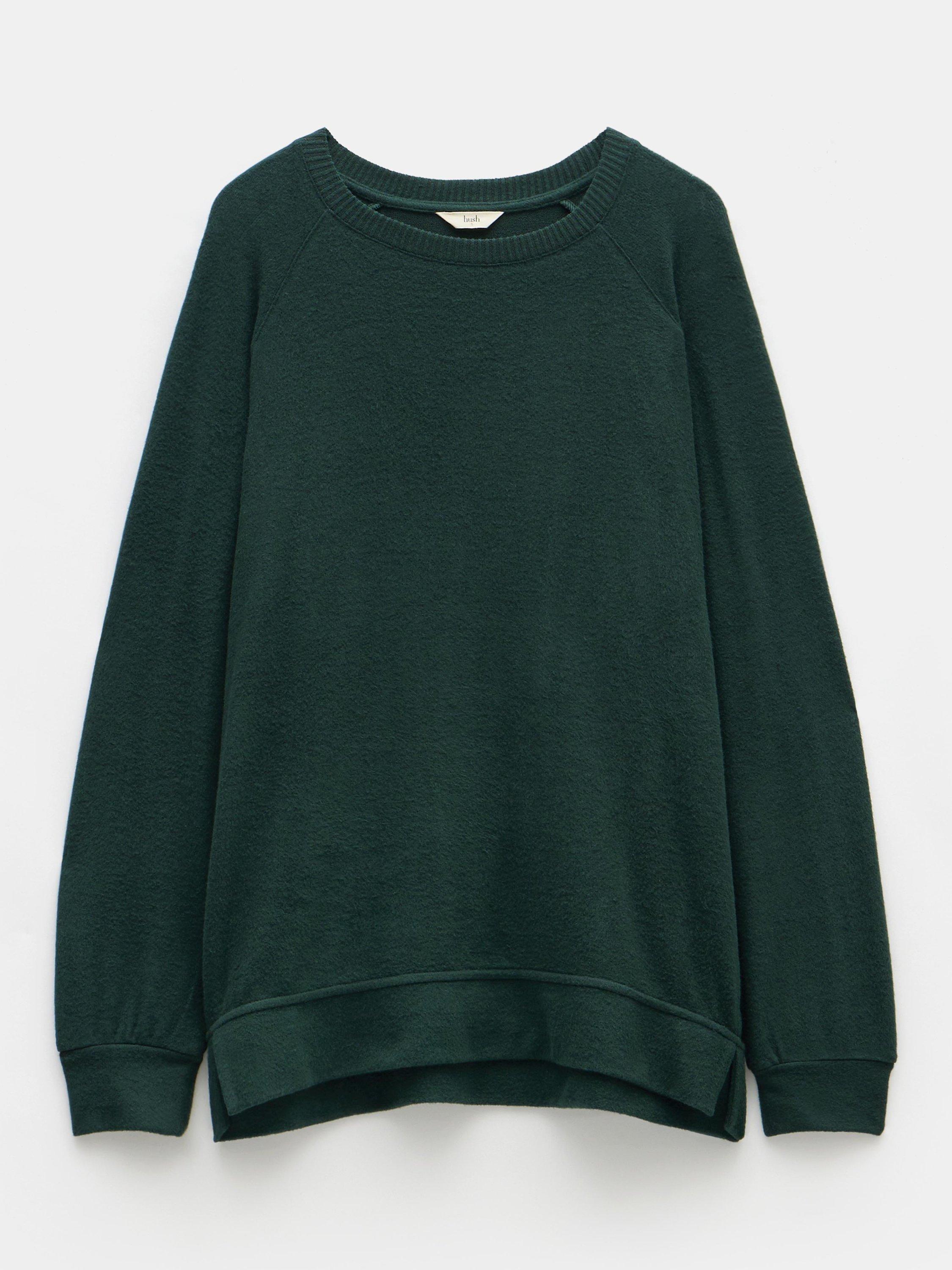 Product image 6 of 6, which shows HUSH Elle Supersoft Raglan Sleeve Top, Green, XXS
