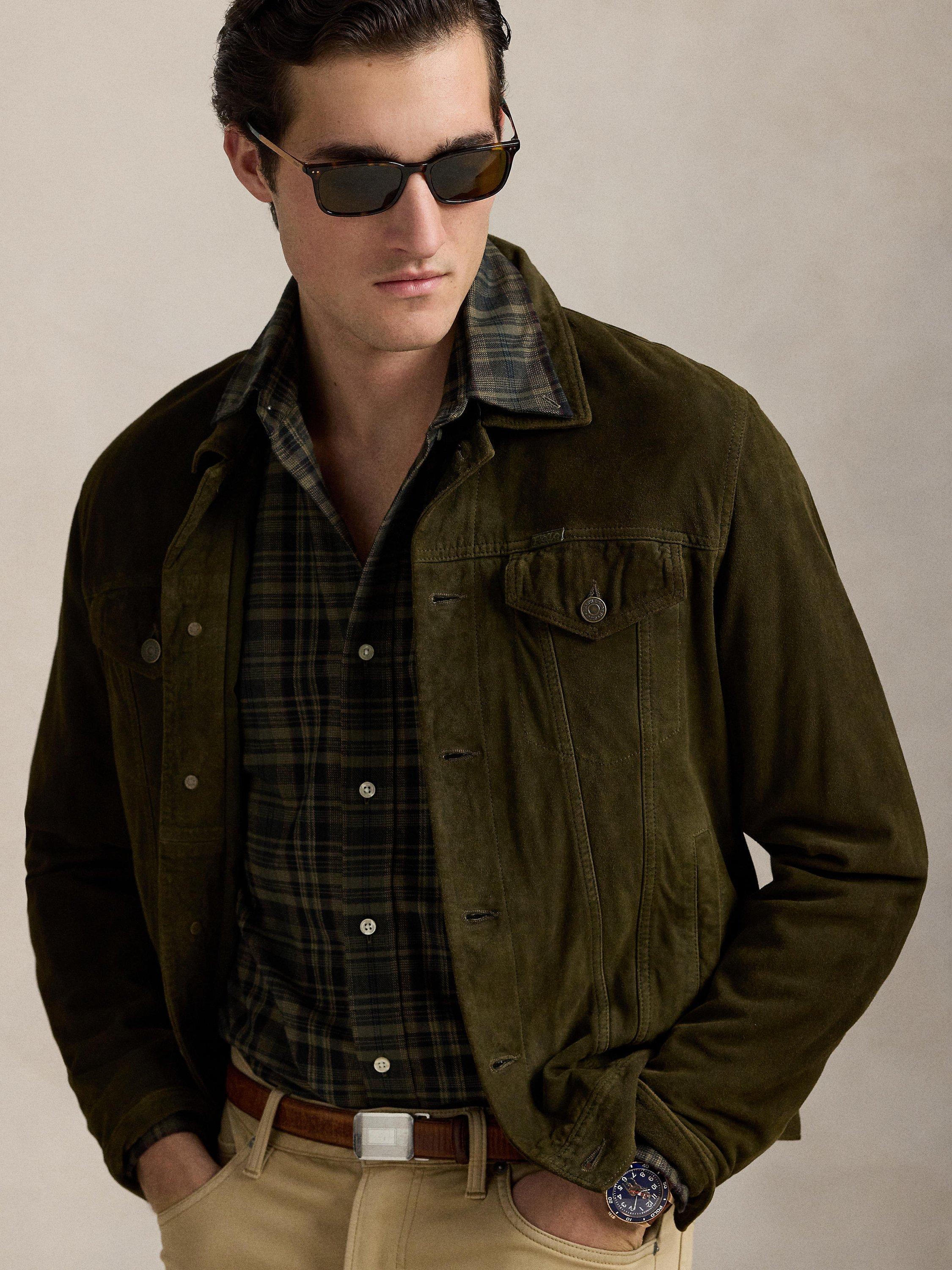 Product image 4 of 5, which shows Polo Ralph Lauren Cotton Regular Fit Check Oxford Shirt, Olive Khaki/Multi, S