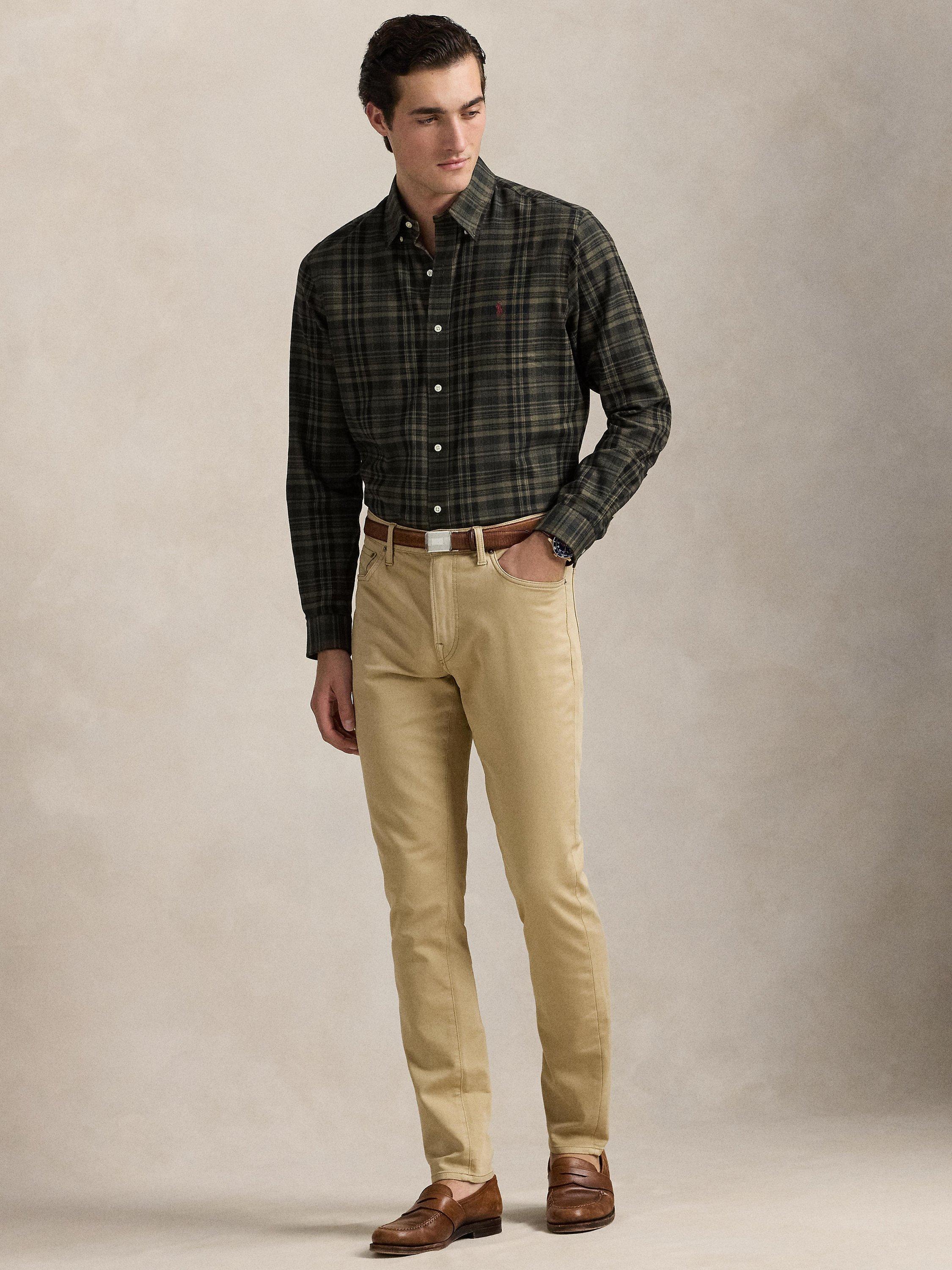 Product image 5 of 5, which shows Polo Ralph Lauren Cotton Regular Fit Check Oxford Shirt, Olive Khaki/Multi, S