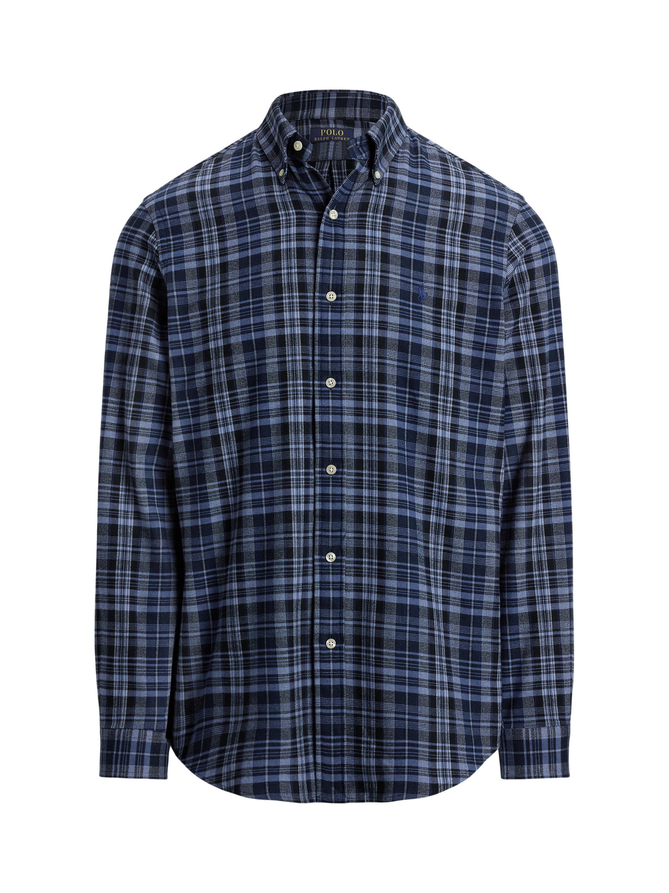 Product image 5 of 5, which shows Polo Ralph Lauren Cotton Regular Fit Check Oxford Shirt, Blue/Multi, S