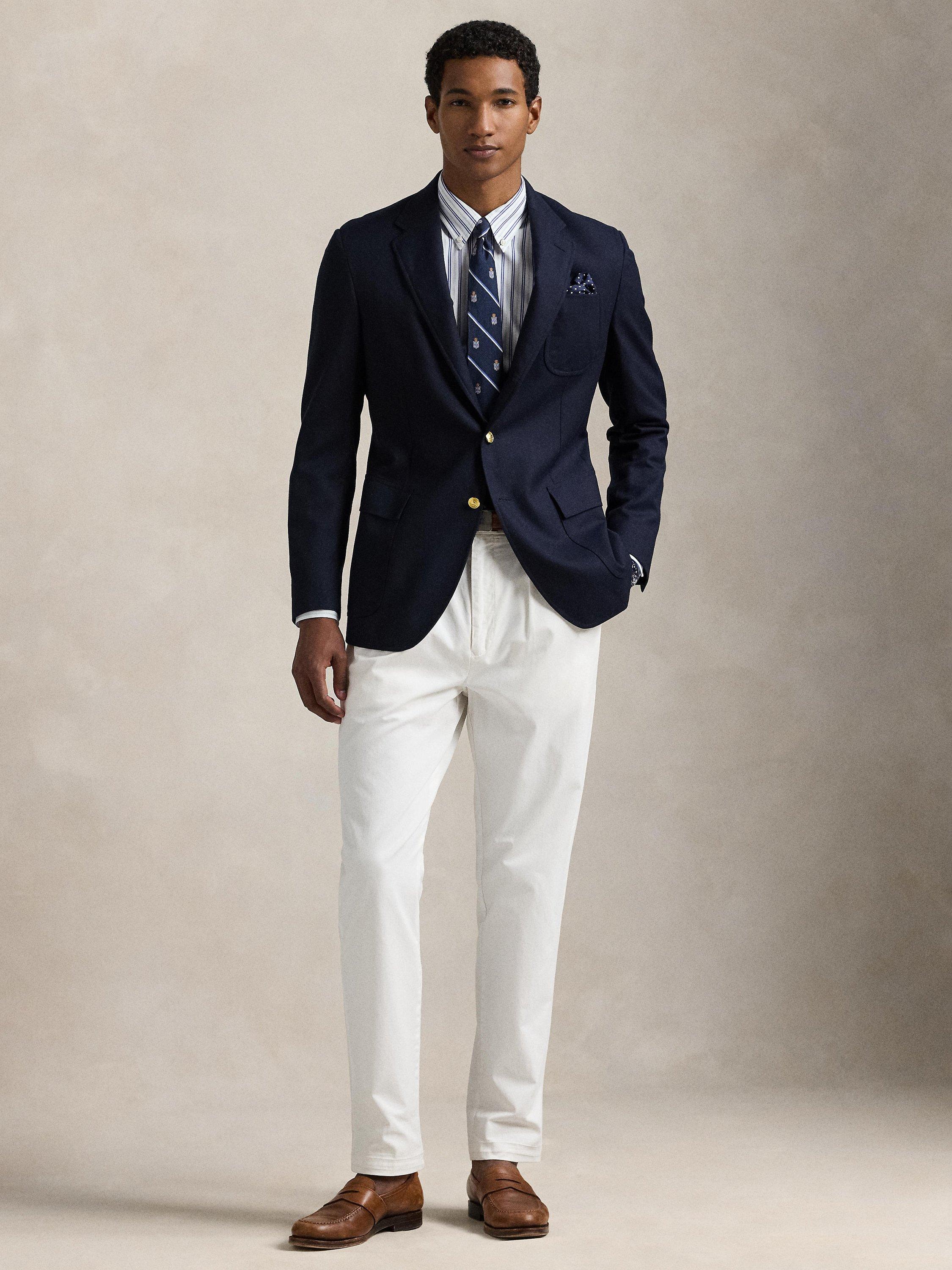 Product image 4 of 5, which shows Polo Ralph Lauren Cotton Blend Custom Slim Fit Stripe Shirt, 6627c White Blue Mlt, S