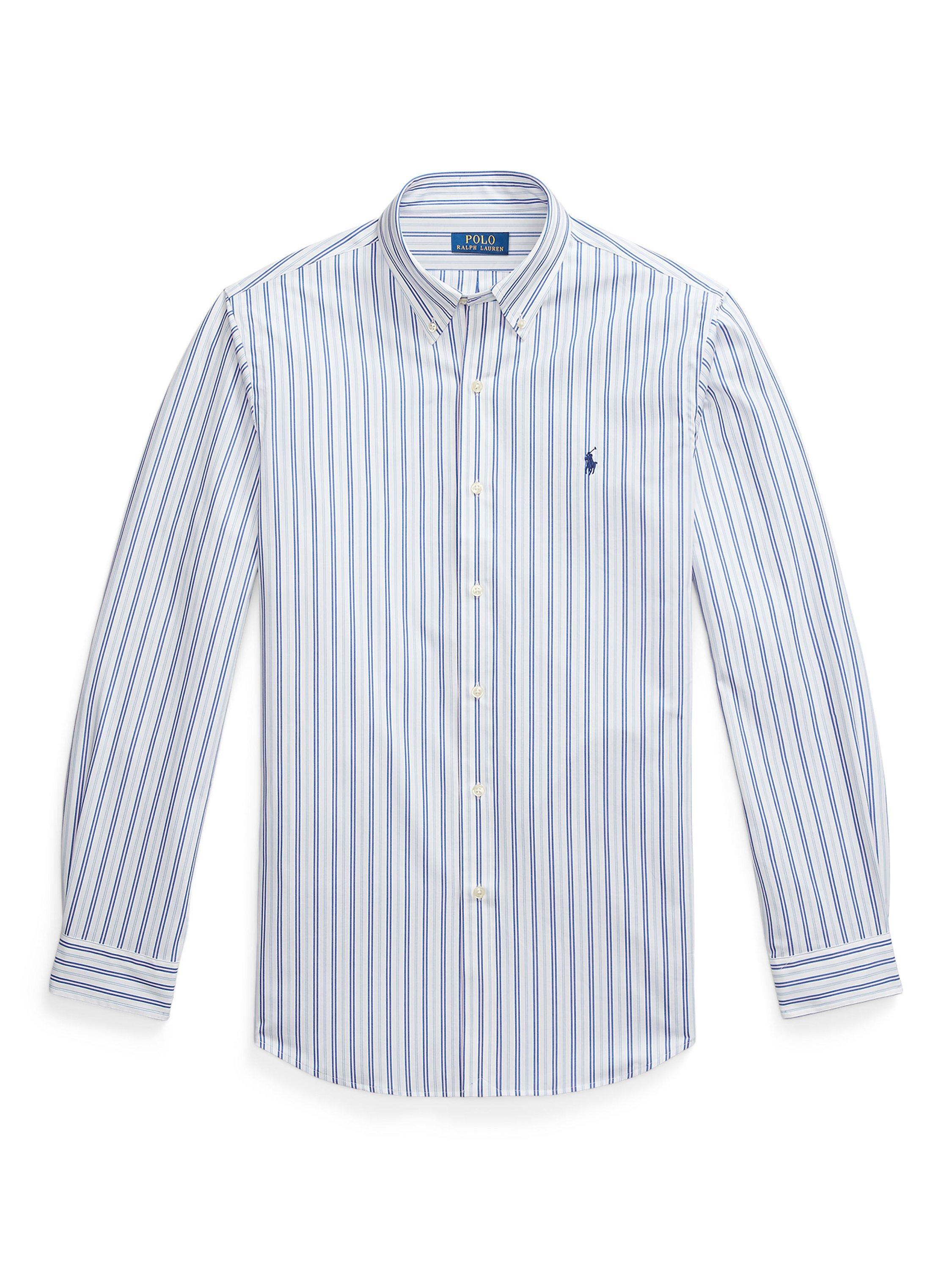 Product image 5 of 5, which shows Polo Ralph Lauren Cotton Blend Custom Slim Fit Stripe Shirt, 6627c White Blue Mlt, S