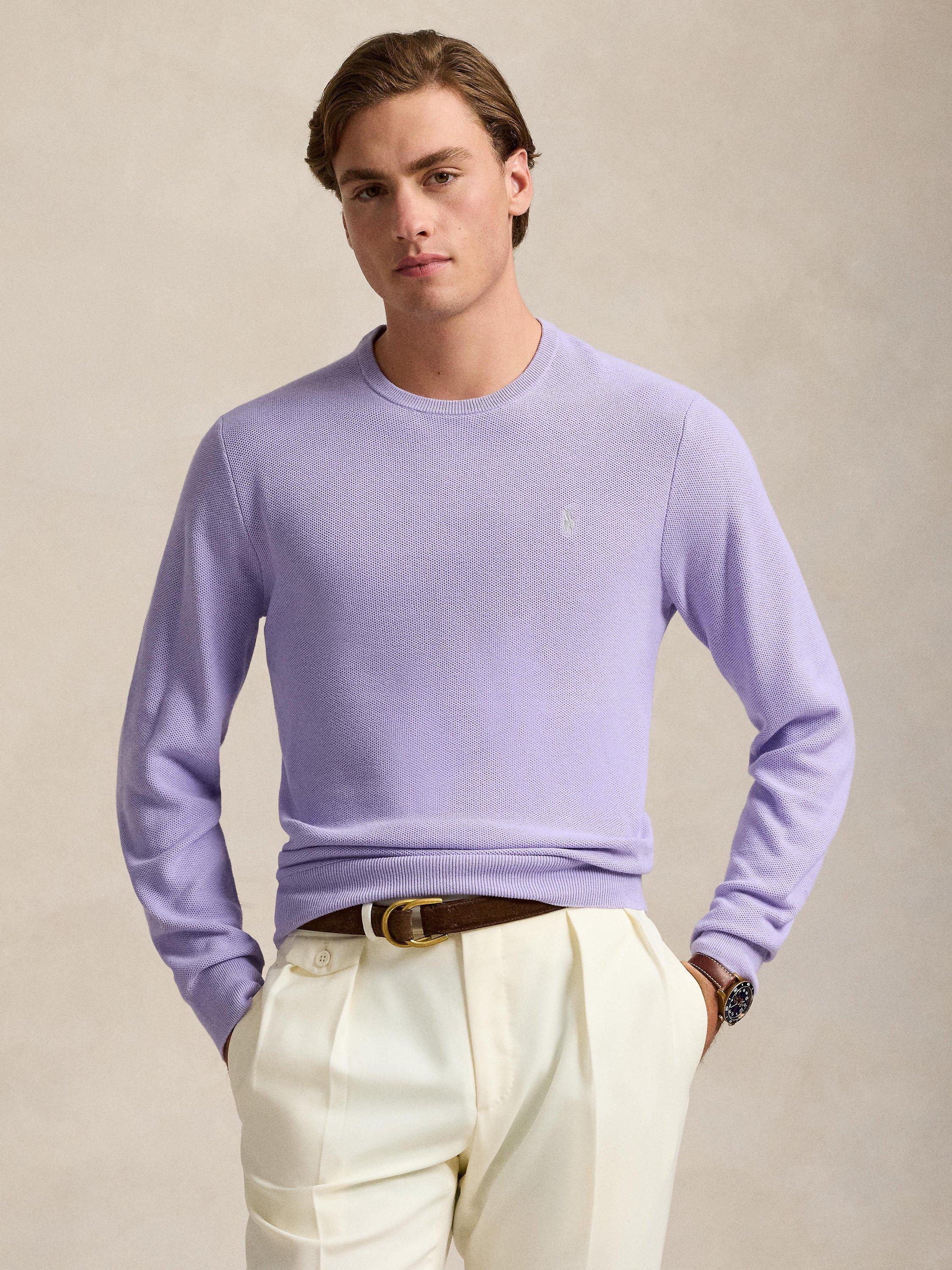 Polo Ralph Lauren Textured Cotton Crew Neck Jumper Sky Lavender