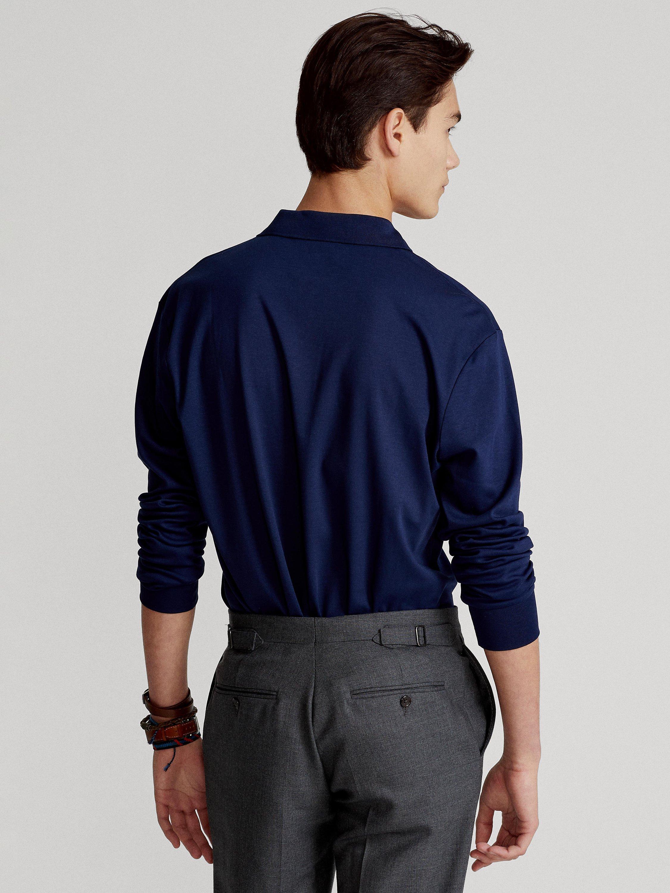 Product image 2 of 5, which shows Polo Ralph Lauren Custom Slim Fit Long Sleeve Polo Shirt, Refined Navy, S