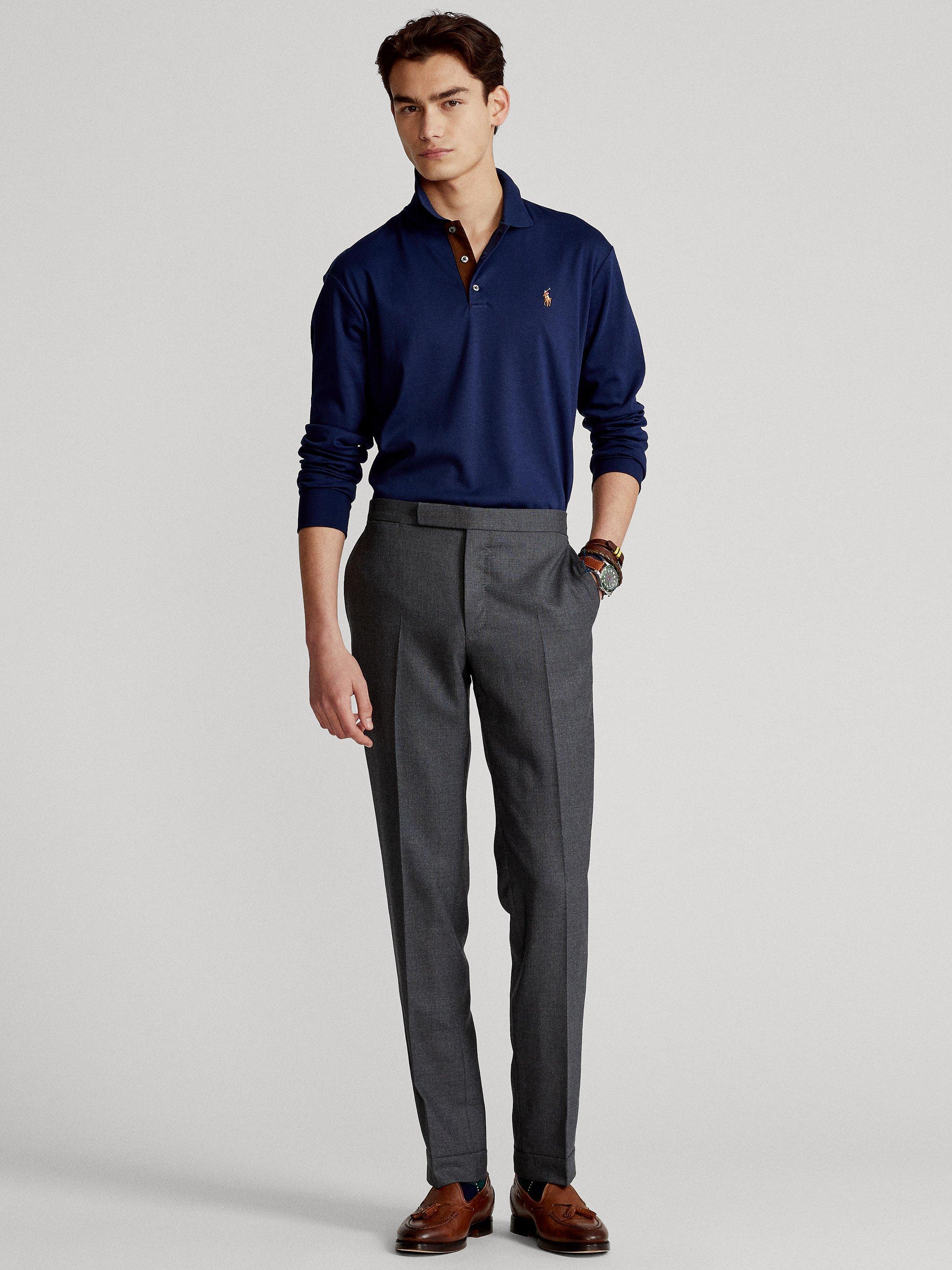 Product image 4 of 5, which shows Polo Ralph Lauren Custom Slim Fit Long Sleeve Polo Shirt, Refined Navy, S