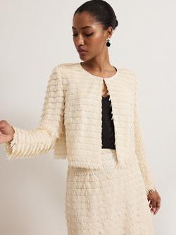 Phase Eight Dolly Fringe Jacket, Ivory, Ivory