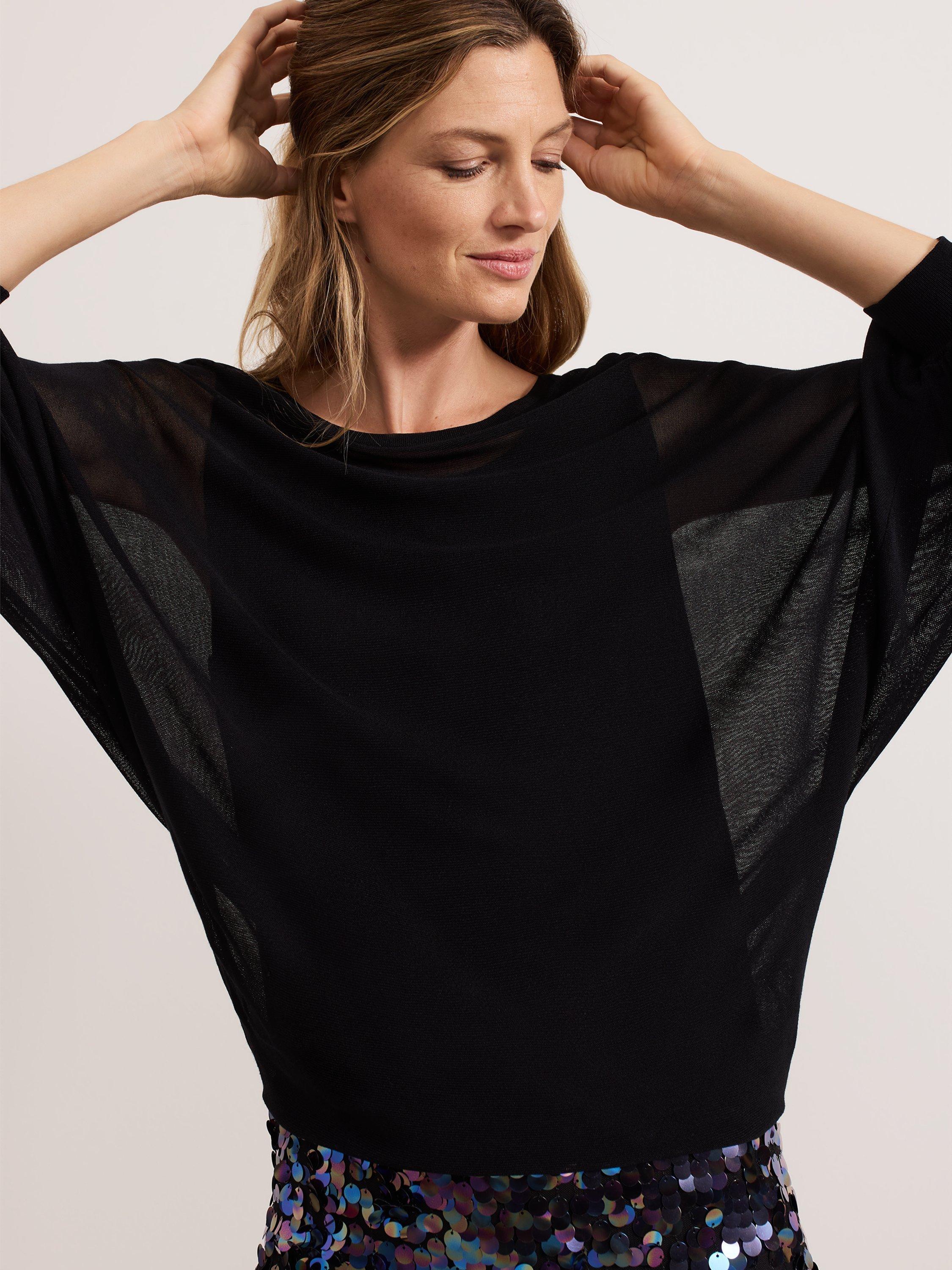 Product image 4 of 7, which shows Phase Eight Becca Sequin Skirt Dress, Black, 12