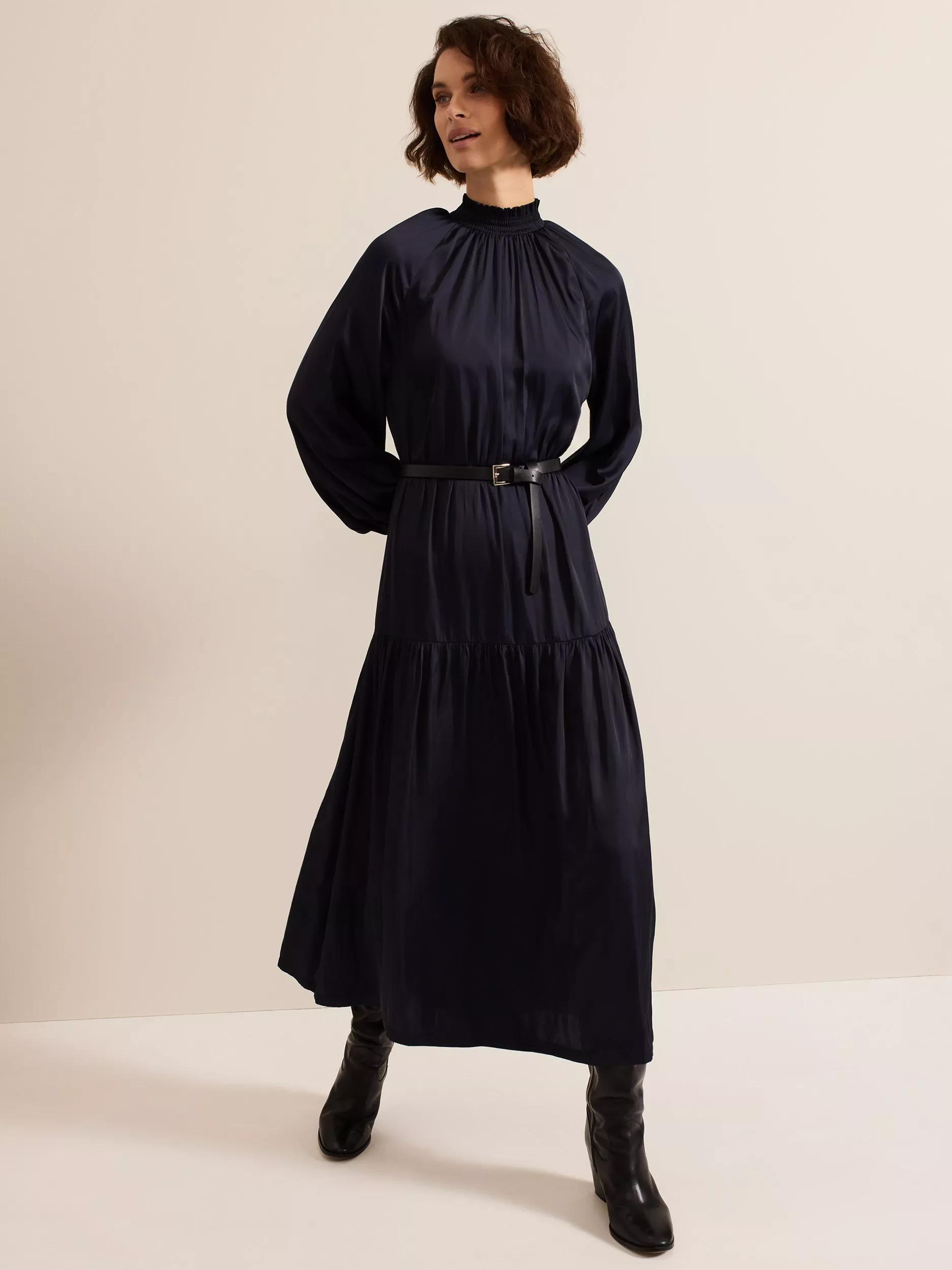 Phase Eight Ornella Belted Dress, Navy