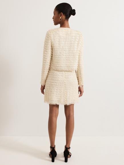 Phase Eight Dolly Sequin Tassel Mini Skirt, Ivory - view 2, Ivory