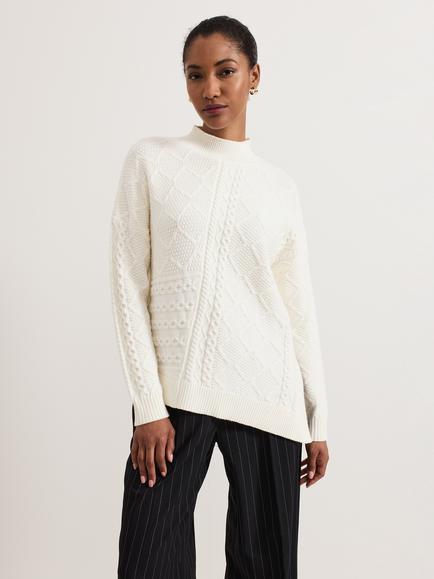 Phase Eight Casey Cable Jumper, Winter White, Winter White