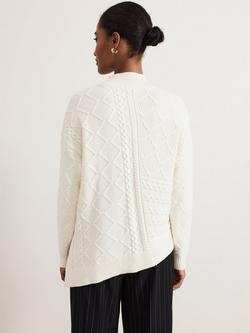 Phase Eight Casey Cable Jumper, Winter White - view 2, Winter White